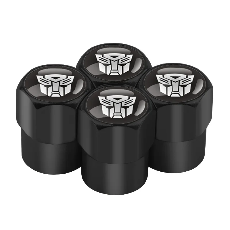 Transformers Autobot Tyre Valve Caps Black Set Of 4 Wheel Tire Dust Cap