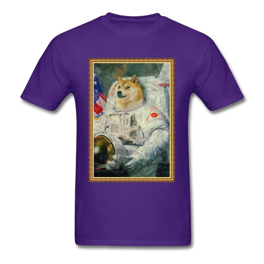 Party Astronaut Doge Men's Top T-shirts On Sale Thanksgiving Day Short Sleeve O Neck Cotton Tops Shirts Design Clothing Shirt Astronaut Doge purple