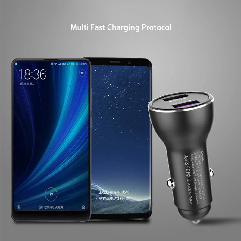 2 порта быстрое автомобильное зарядное устройство Smart FCP для HUAWEI P20 lite Mate 8 9 10 20 Pro P9