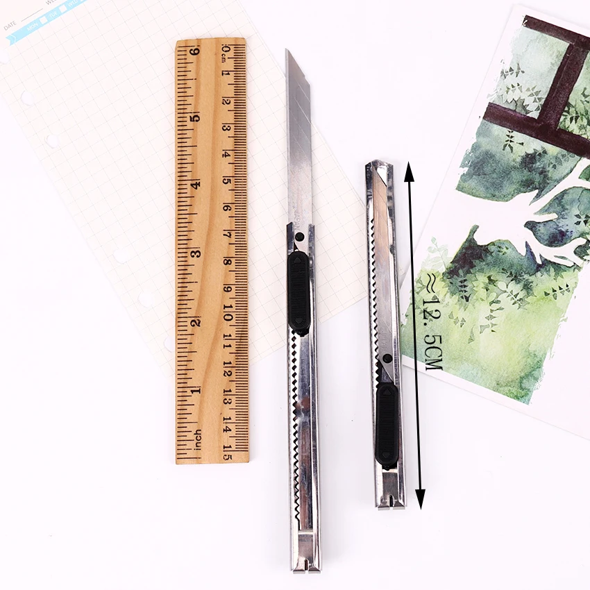 Модный серебряный цвет портативный нож для резки бумаги лезвие для бритвы офисные канцелярские принадлежности Escolar Papelaria