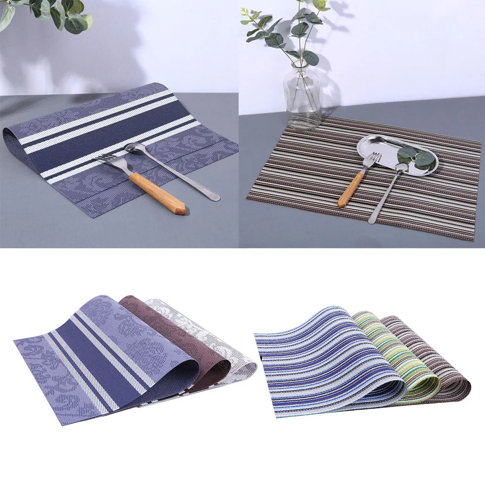 

Kitchen table mat striped color placemat compatible with interwoven insulated washable placemat pad L524
