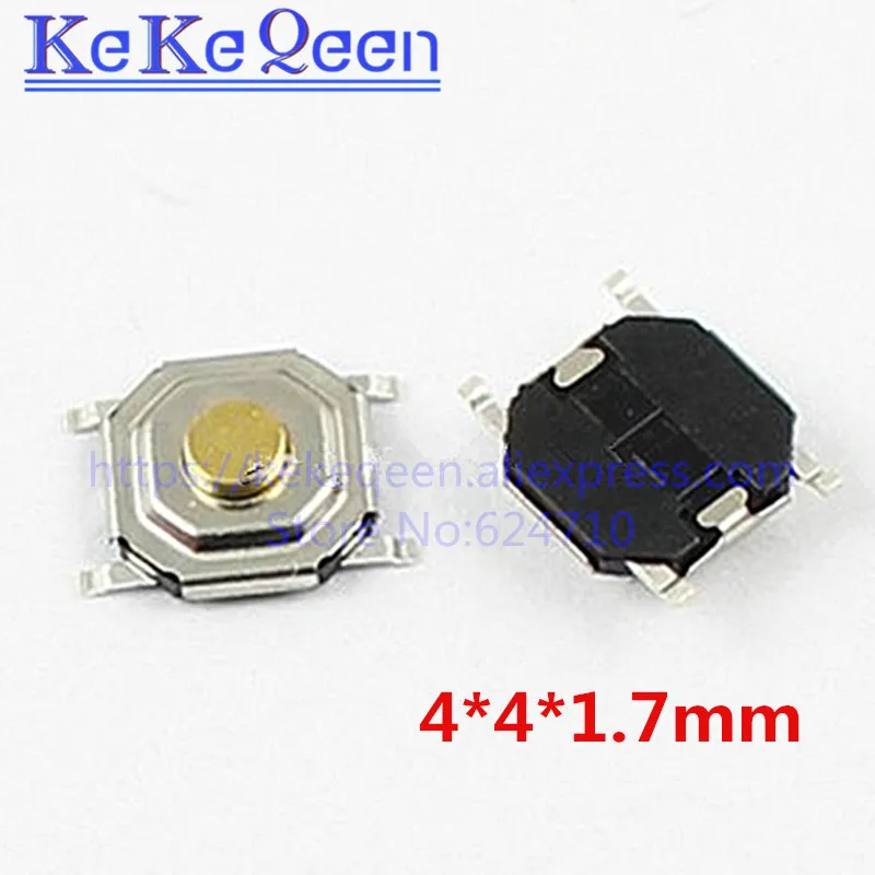 

100 шт. 4x4x1,7 мм кнопочный переключатель медь H = 1,7 мм 4*4*1,7 мм 4*4*1,7 мм SMD Микропереключатель тактовый переключатель новый x мм