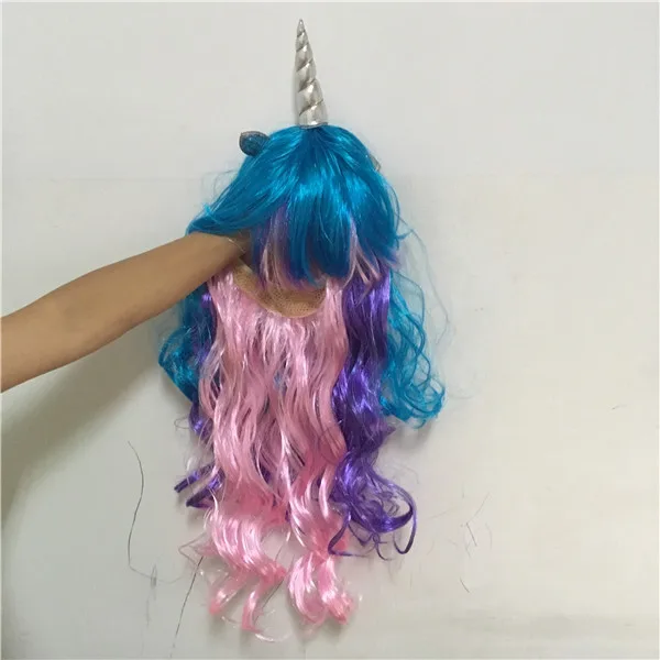 

Halloween Cosplay Pony Rinbow Dash Heat Resistant Synthetic Hair Party Unicorn Wig Colorful Wig With Headband Pony Unicorn Wig