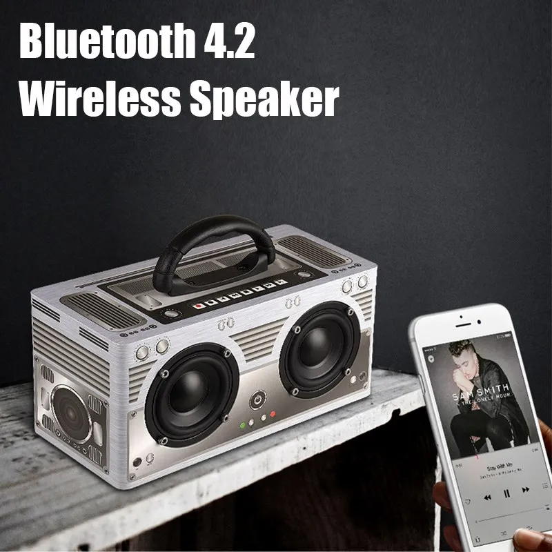 NiUB5 W09 Ретро Классический Bluetooth динамик беспроводной портативный высокомощный сабвуфер 20 Вт динамик 3000 мАч TF AUX FM радио динамик