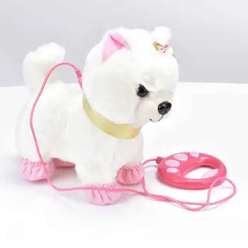Robot Dog Sound Control Interactive Dog Electronic Plush Pet Toys Walk Bark Leash Teddy Toys For Children Birthday Gifts 1