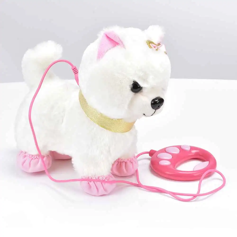 Робот собака Звуковое управление Интерактивная Собака Электронный плюш игрушки для животных Прогулка коры поводок Тедди игрушки для