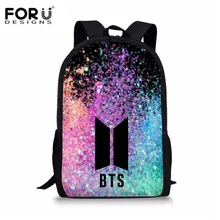FORUDESIGNS BTS School Bags for Teenagers Girls Boys 3D Hip Hop School Backpack Canvas Travel Men Rucksack Large Student Mochila