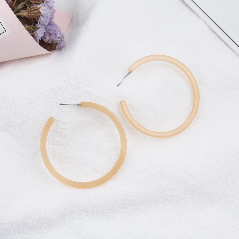 

Summer New Candy Color Acrylic Round Circle Hoop Earrings for Girls Women Trendy Statement Party Accessories Pendientes EC827