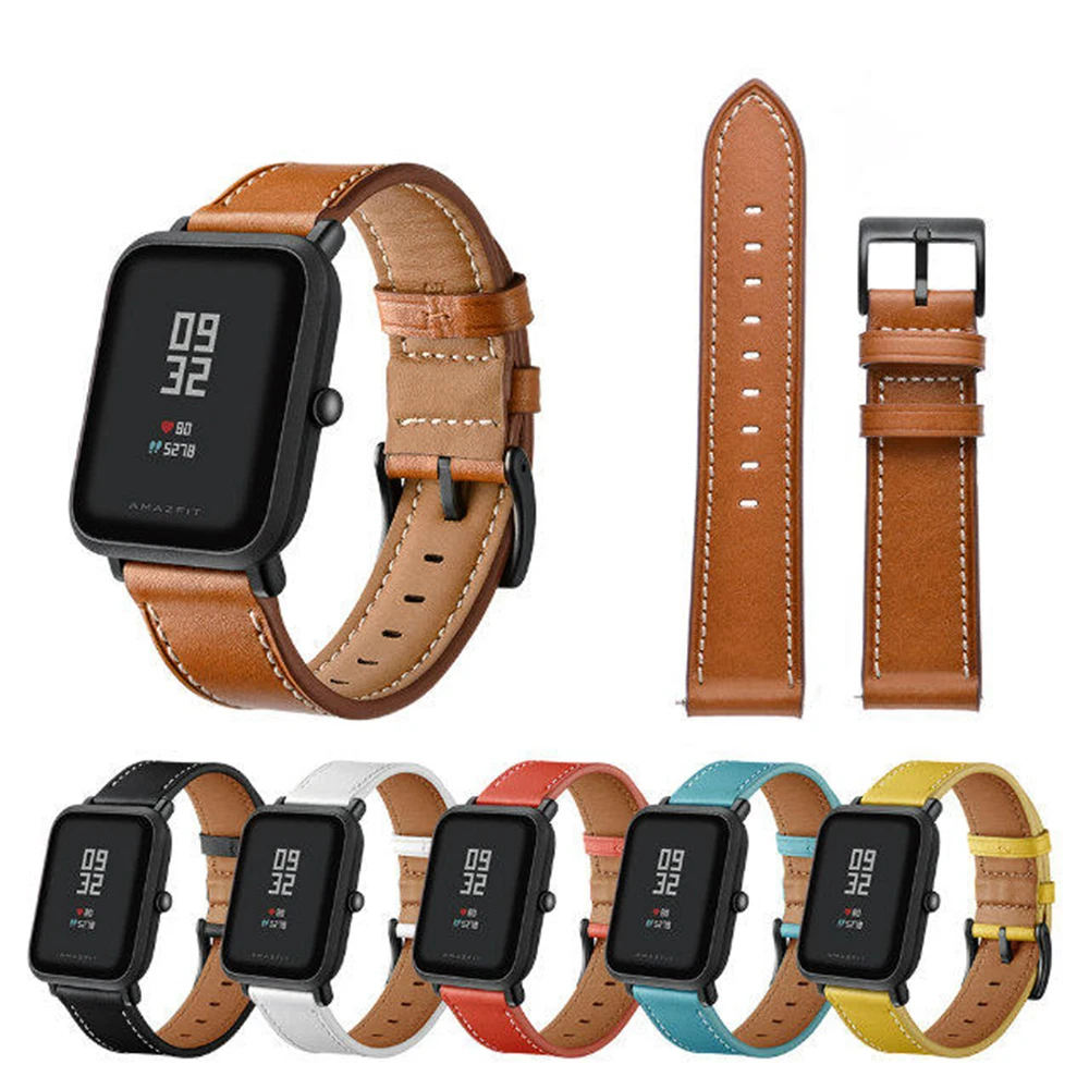 

LEONIDAS 20mm Genuine Leather Band For Huami AMAZFIT Band Metal Closure Clasp Quick Release Strap For Huami AMAZFIT smart watch
