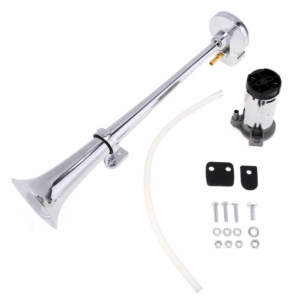 17 Inch Super Loud 12V Single Trumpet Auto Car Air Claxon Horn Compressor Kit 150DB Car Speaker for Truck Boat Motorcycles