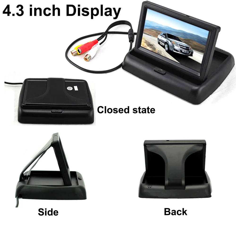 LiisLee Car Dashboard Monitor HD 4.3 inch RCA Connector DC 12V For Rear View Backup Reverse Camera TFT LCD PAL  NTSC Monitor