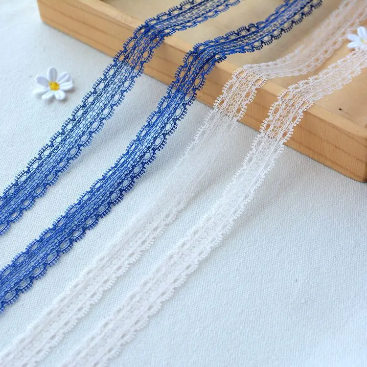 

2019 Latest Lace Trim Ribbon Blue Pink Lace Fabric Applique Wedding Dress Sewing Accessories Trimmings For Clothing dentelle LC1