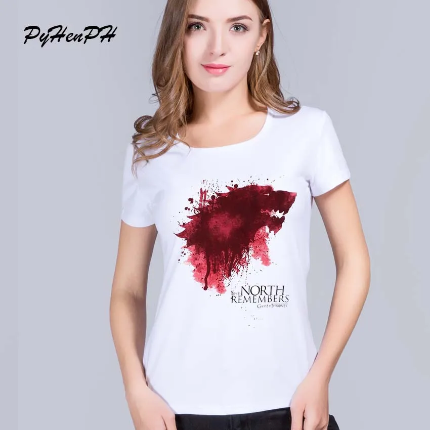 

PinHe 2016 Summer Style Game of Thrones Design Printed t shirt women Blusa Short Sleeve Wolf Fashion women tops