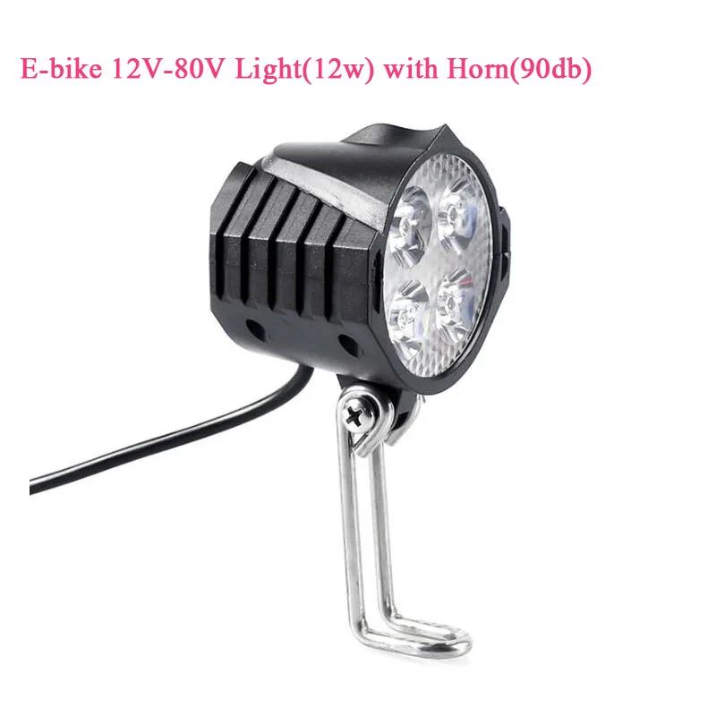 

Ebike E-Bike 12V 24V 36V 48V 60V 72V Electric Bicycle Light with Horn Waterproof High Quality Headlight Horn Set Front Headlight