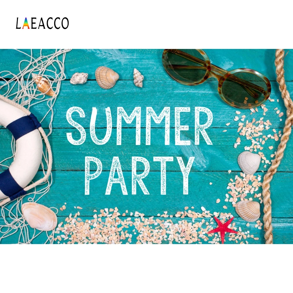 

Laeacco Summer Party Starfish Shell Wooden Boards Scene Baby Photography Background Vinyl Photographic Backdrop For Photo Studio