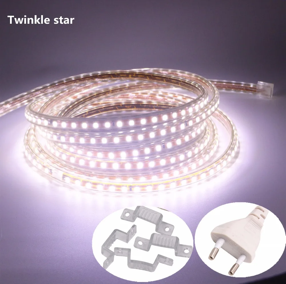 

AC 220V led strip light 2835 waterproof IP67 IP68 led tape with power plug led rope ribbon warm white blue red green yellow