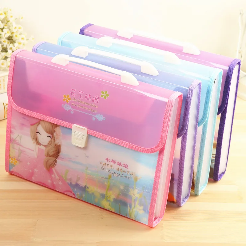

Coloffice Creative PVC plastic bag 13 grid File product package side organ bag multi-layer paper bag student bag handbag Folder