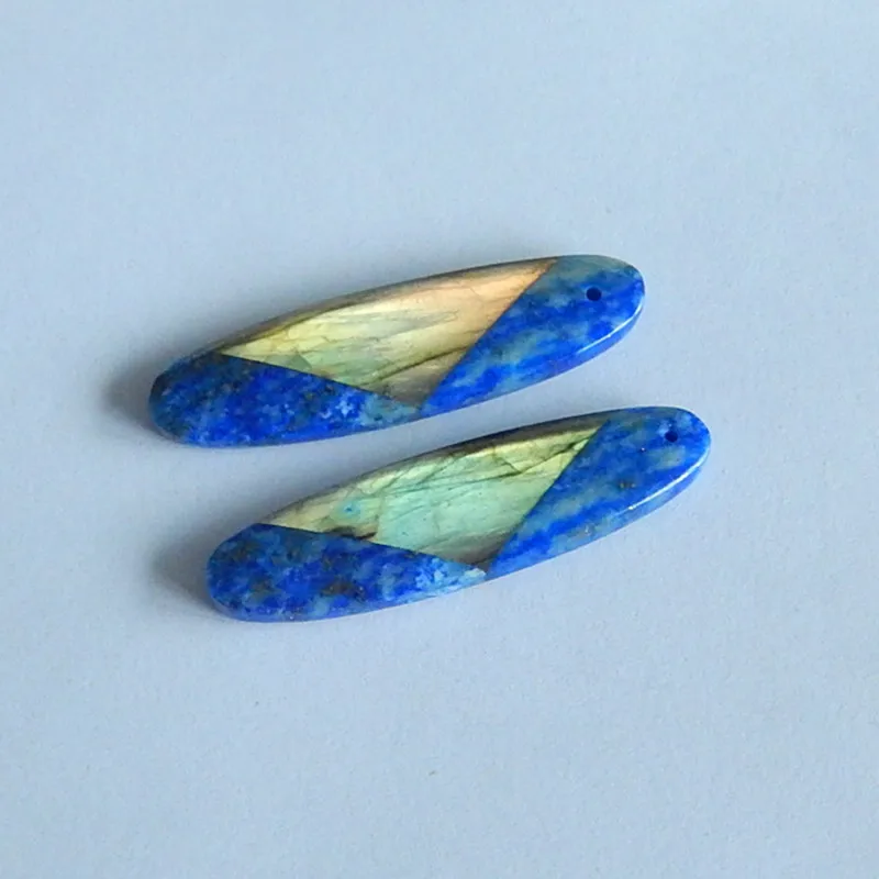 

Fashion Jewelry For Women Earrings Accessories,Lapis lazuli Labradorite Intarsia Gemstone earring jewelry,40x10x4mm,7.4g