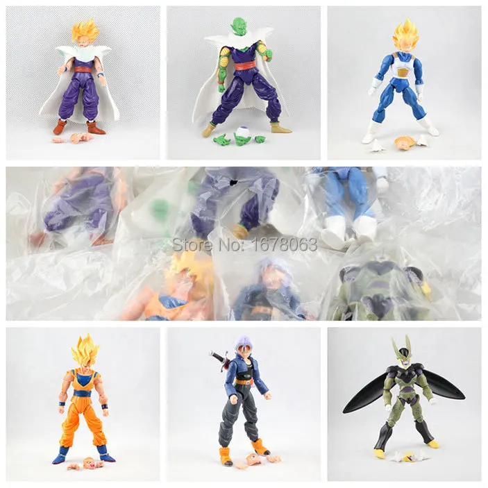 

DRAGON BALL Z Joint Movable Vegeta Piccolo Son Gohan Son Goku Kakarotto Trunks PVC Action Figure Toys 6Pcs/Set Free Shipping