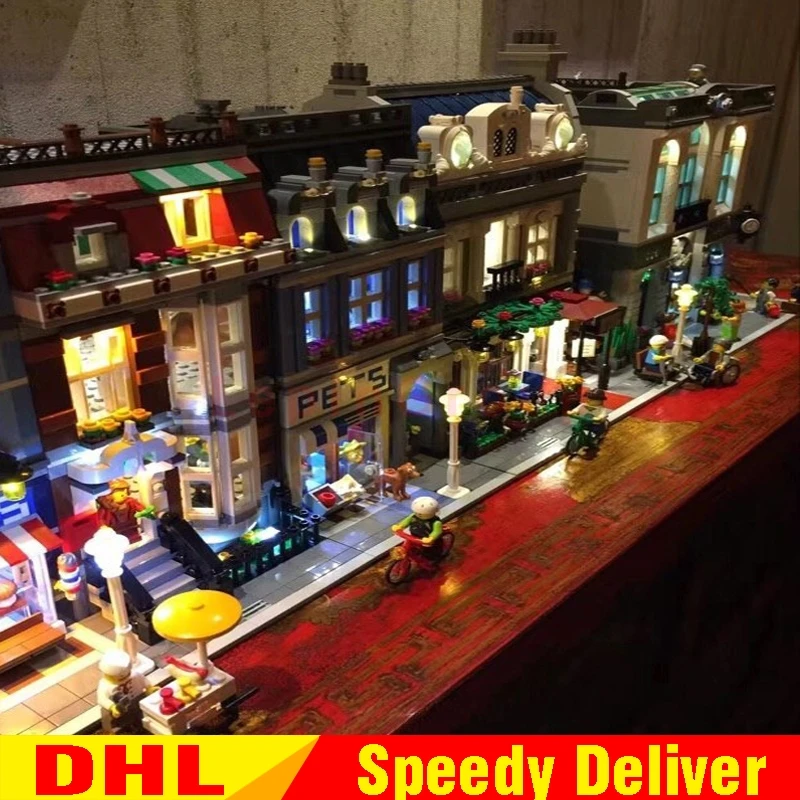 

LEPIN 15001 15009 15011 DIY LED Light MOC City Street Detective's Office Model Building Blocks Set Bricks lepin toys 10246
