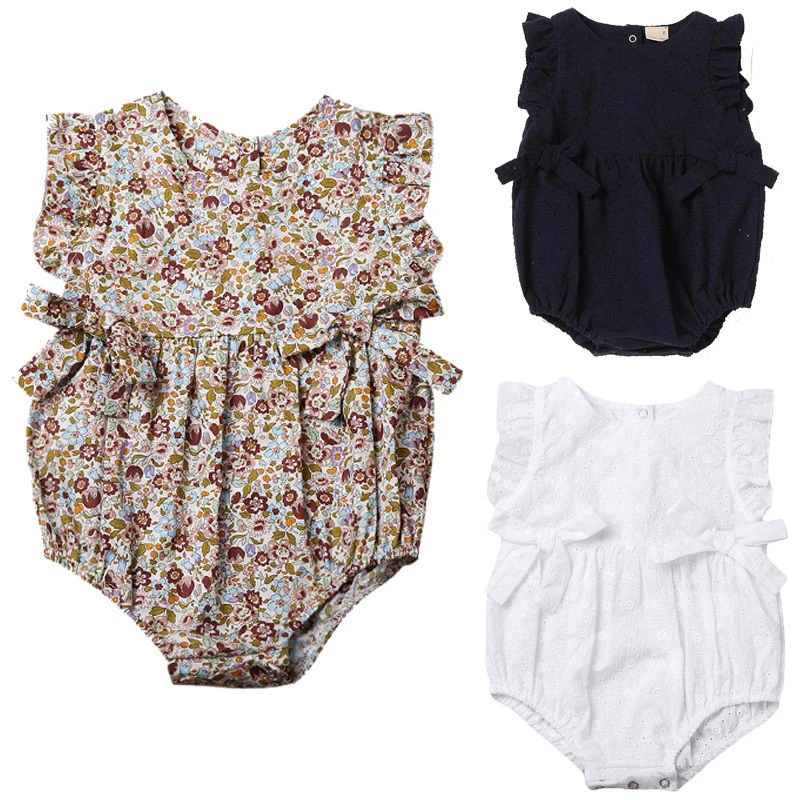 

2018 New Clothing For Girls Summer Newborn Infant Baby Girls Sleeveless Bodysuit Floral Sunsuit Clothes Toddler Outfits 0-24M