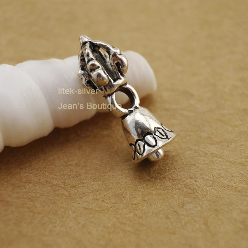 S92 твердый Стерлинговый SIL Тибетский буддизм Vajra Bell Dorje Charm Spacer Подвеска DIY