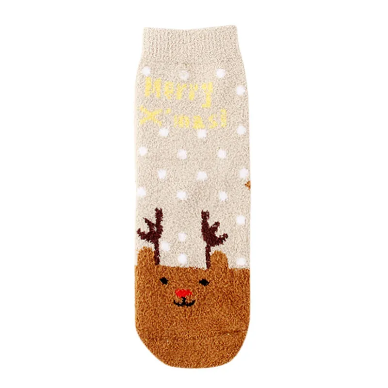 JAYCOSIN для женщин женские носки Рождество осень зима печатных носки для девочек весело Лось Коралловый Флис женские носки-тапки пол 15 - Цвет: C