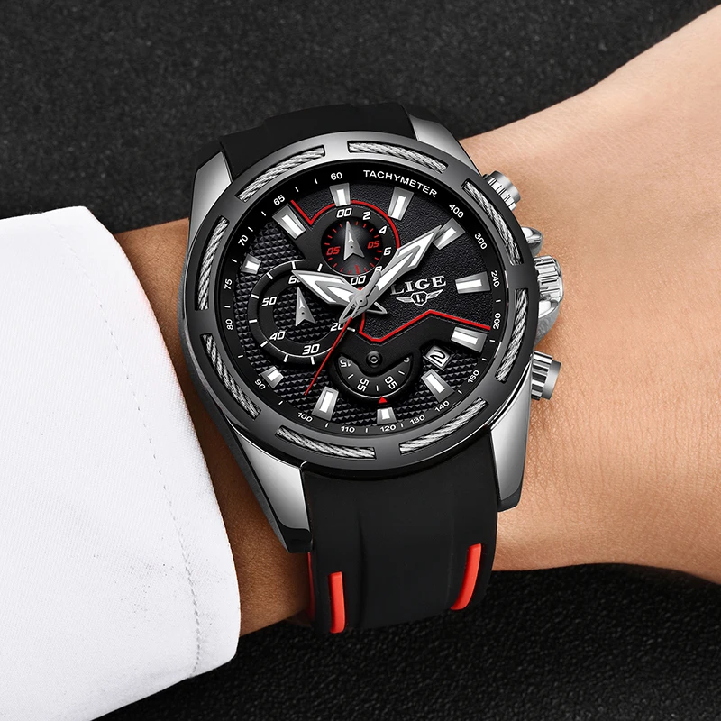  Relogio Masculino LIGE New Sport Watch Men Fashion Brand Luxury Waterproof Military Mens Wristwatch