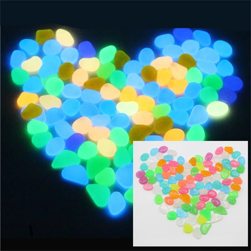 

50Pcs /Lot Aquarium Luminous Stones Sea Shells Glow In The Dark Artificial Pebbles Stones Garden Decoration Fish Tank Decor