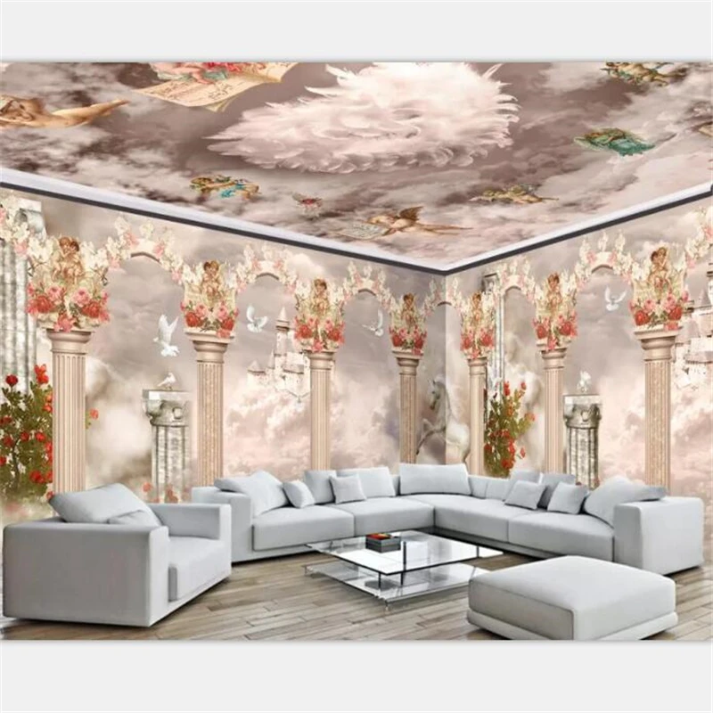 Beibehang обои фрески на заказ фото домашнего декора гостиной мечтательный римская колонна облако замок Единорог росписи фона