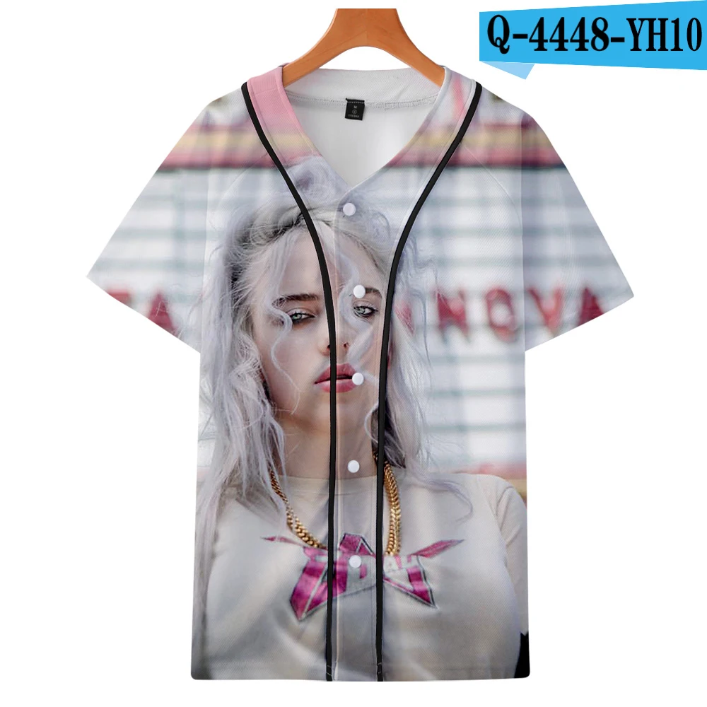 Billie Eilish, 3D принт, бейсбольные футболки для женщин/мужчин, модные летние футболки с коротким рукавом,, уличная одежда, футболки, топы - Цвет: 3D