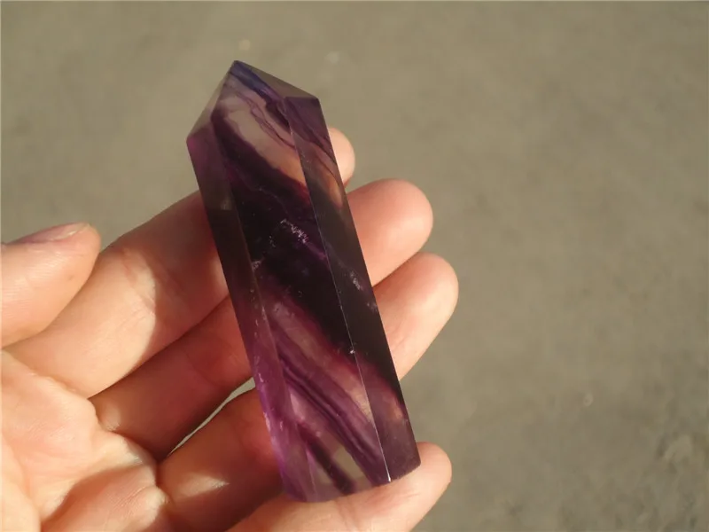 TOP!!75g Rare NATURAL Amethyst Fluorite QUARTZ CRYSTAL WAND POINT HEALING