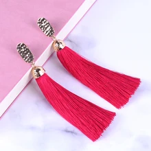 New Fashion Alloy Long Tassel Earrings boucle d oreille Drop Earrings for Women Gold Jewelry Girls Party Ethnic Multicolor Gift 2017 korean ear accessories fashion statement earrings boucle d oreille rhinestone flower beads tassel earrings new jewelry