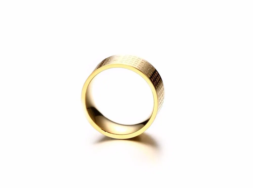 10 мм буддизм Jackfruit сердце Сутра буддийские свадебные кольца мужские нержавеющая сталь Группа Будда кольцо в золотой