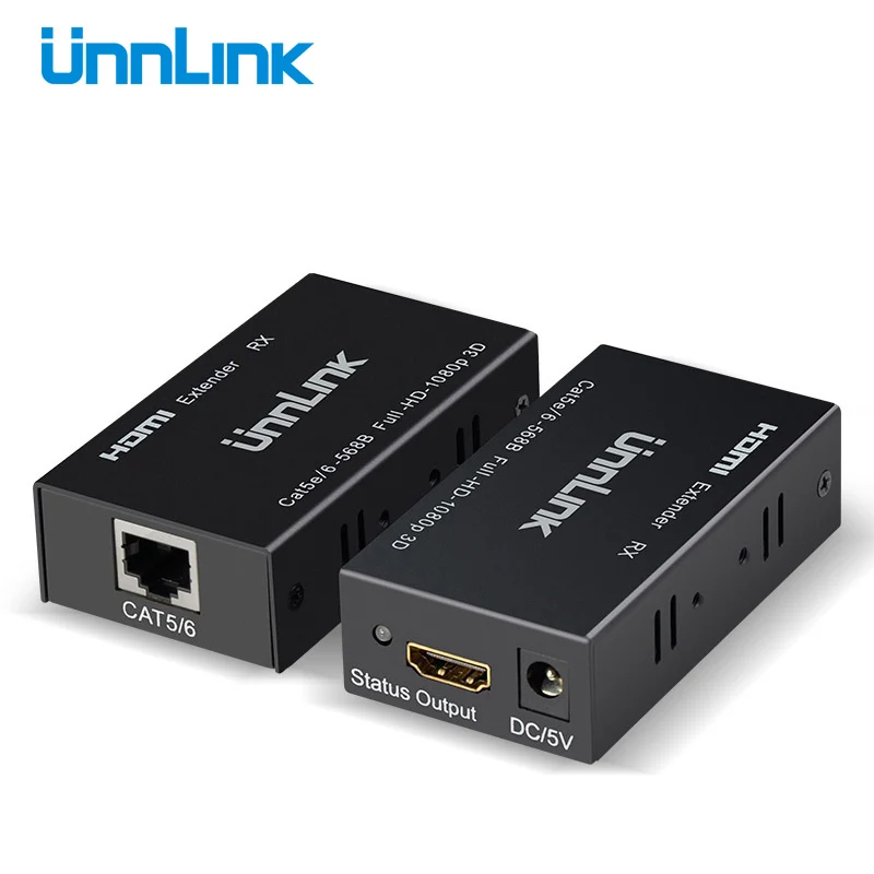 

Unnlink HDMI Extender LAN RJ45 CAT5E/6 HDMI Splitter Extend FHD 1080p 60M UHD 4K 50M Transmitter TX/RX for LED TV Projector PC