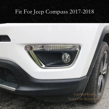 

Front Fog Light Eyebrow Cover Lamp Protector Trim For Jeep Compass 2017 2018 Exterior ABS Chrome Sticker Car-styling Accessories