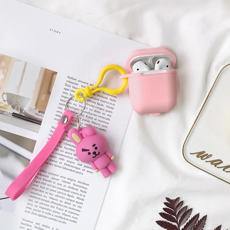 Cute Silicone Case Earphones For Apple Airpods i12 TWS Air Pods 1 2 3 Bluetooth Headphone Cover Cartoon Panda Box with Keychain