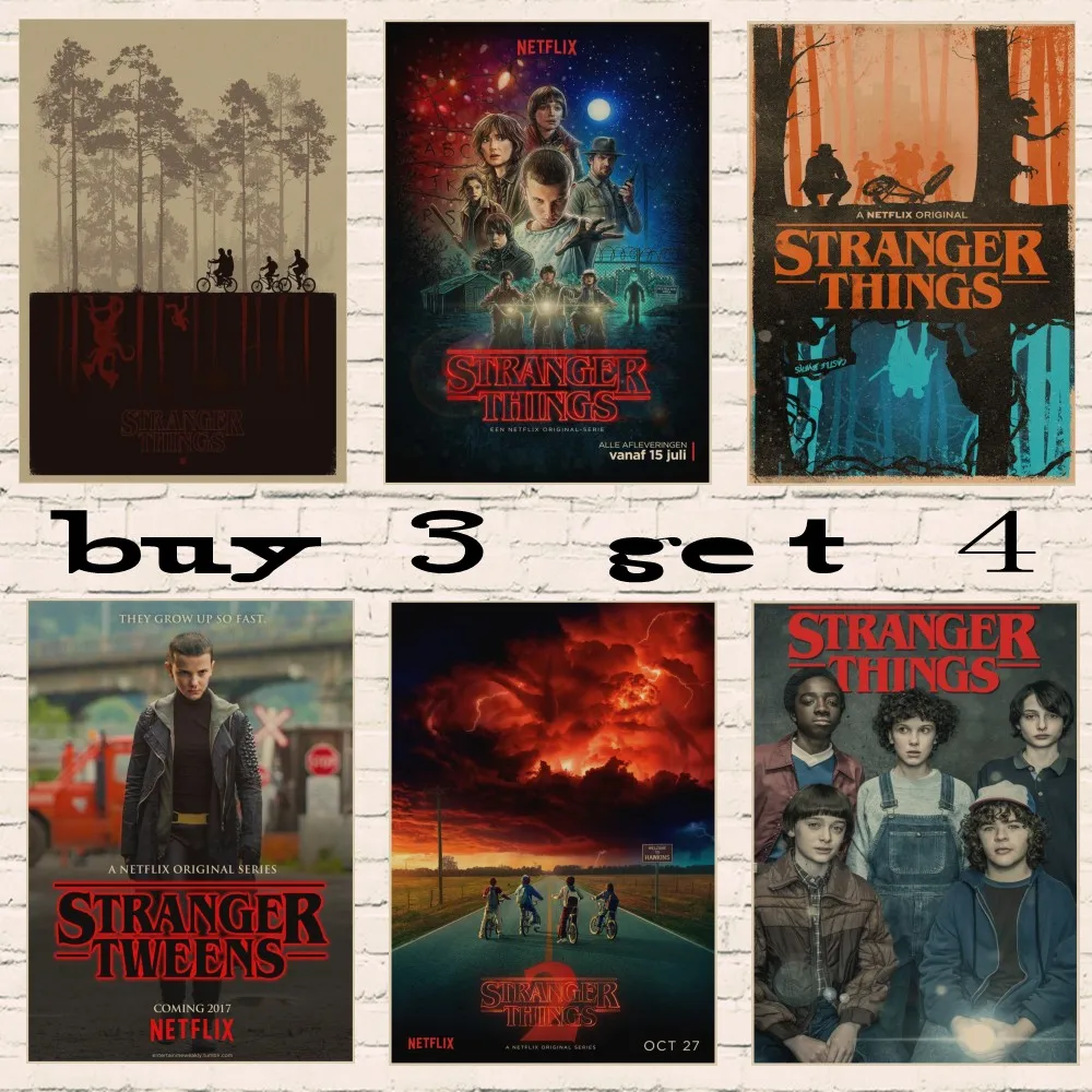 

Sci fi thriller TV play Stranger Things retro Poster Retro Kraft Paper Bar Cafe Home Decor vintage Painting Wall Sticker New