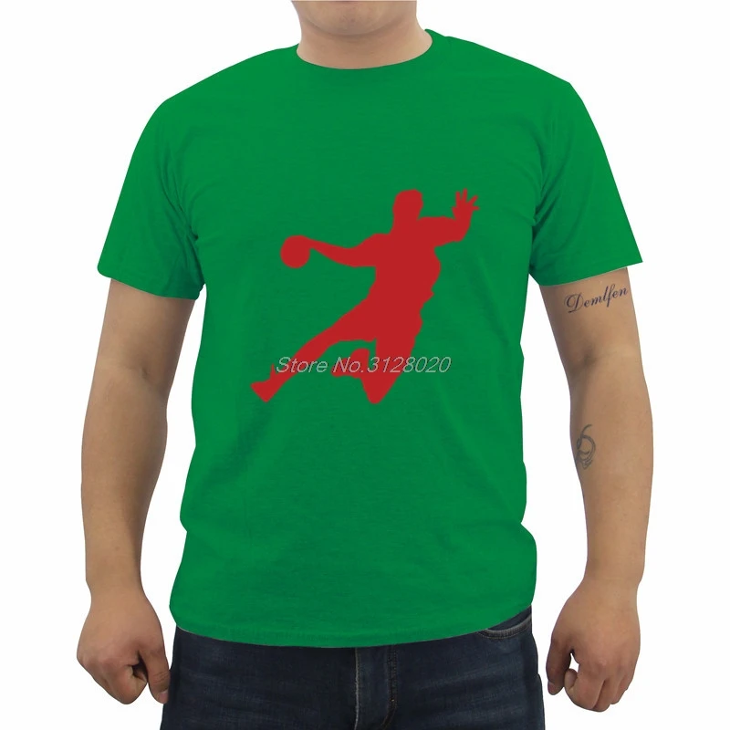 Новая футболка с принтом гандбола, летняя Мужская хлопковая футболка с коротким рукавом и круглым вырезом, модные мужские футболки, футболки для фитнеса, топы, уличная одежда - Цвет: green