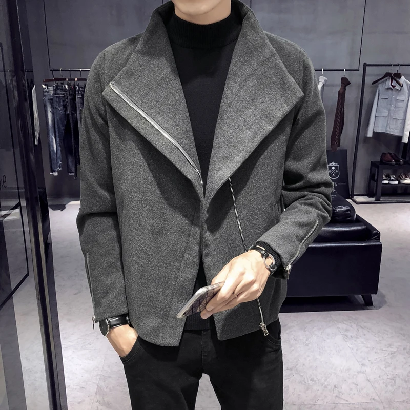 Windbreaker men's short paragraph 2018 autumn and winter new Korean version of the trend handsome coat men's British woolen coat Windbreaker men's short paragraph 2018 autumn and winter new Korean version of the trend handsome coat men's British woolen coat