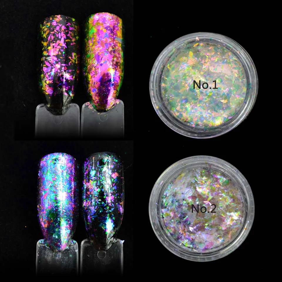 Copos de cromo camaleón para uñas Yuki lentejuelas para copos de uñas unicornio uñas arte espejo cromado lentejuelas para uñas brillo SF2034