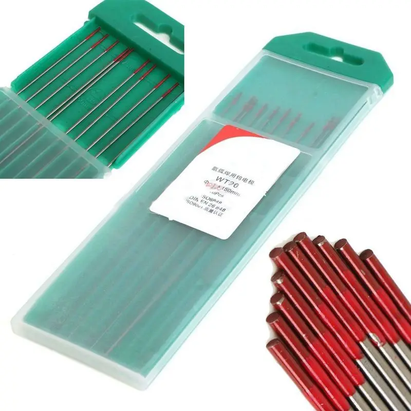 

EASY-10pcs WT20 Tungsten 2% Lanthanated Tip TIG Welding Electrodes 150mm / 6 inch