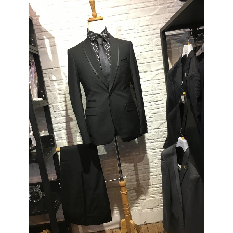 Топ Блейзер Masculino черный формальный мужской костюм Slim Fit Мужские костюмы на заказ