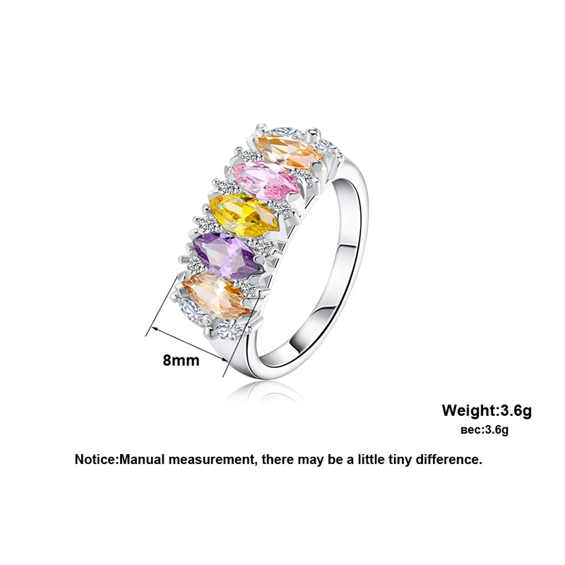 ORSA JEWELS Silver Women Ring with 8 mm Multi Color AAA Austrian Cubic Zirconia 2019 New Fashion CZ Rings for Engagement OR132