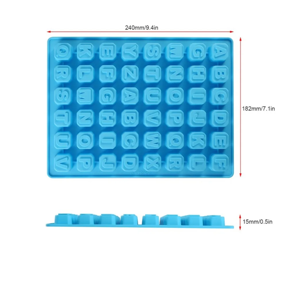 Синий 48 полости Слоты Английский алфавит силиконовые формы для изготовления домашний Шоколад Арахисовое Масло Кубок жевательные конфеты желе
