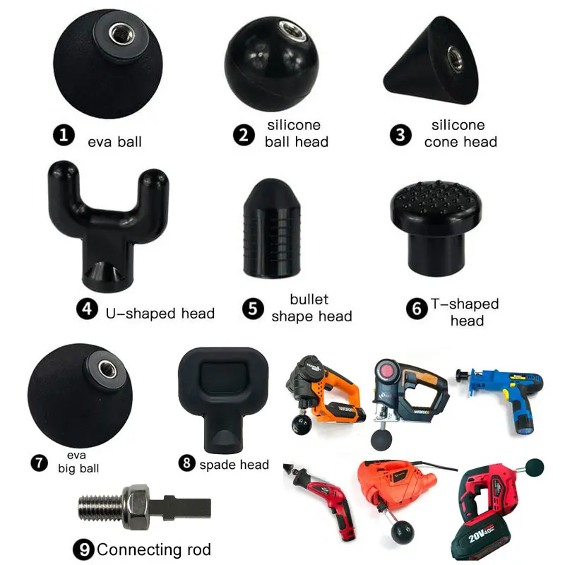 

9 Categories Muscle Relaxation Massage Gun Attachments For Booster Massage Gun Accessories /Worx 540/Ryobi/Makita/Jigsaw Type E