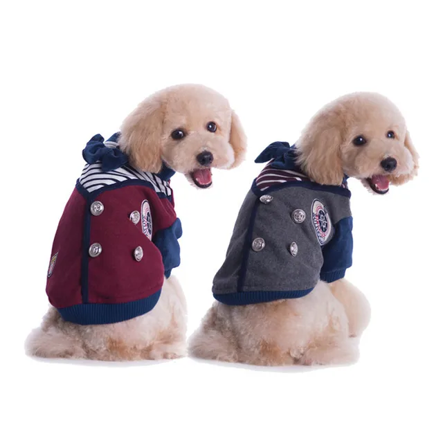 Fashion England style school uniform warm coat for dogs fabric pet