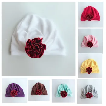 

spring autumn Toddler infant Kids children's baby cotton flowers turban boho hat cap skullies beanies for girls and boys