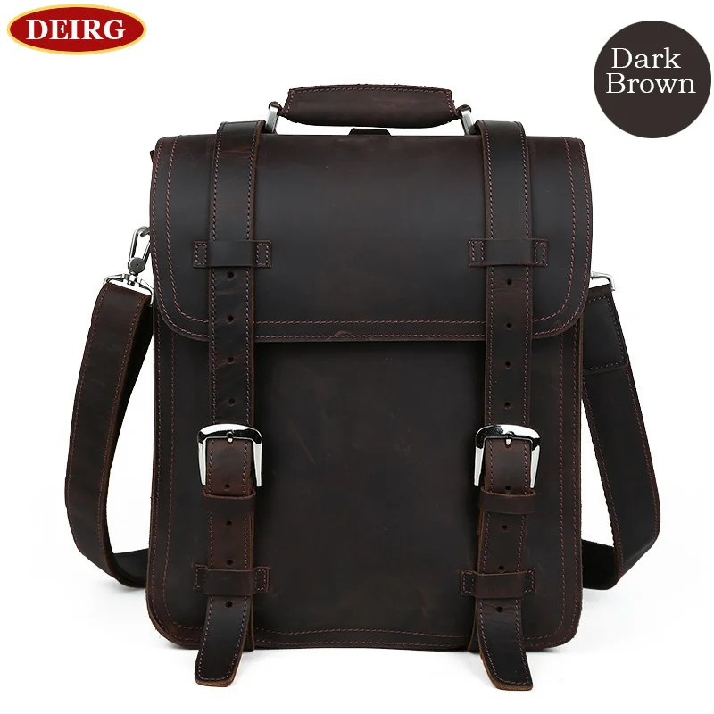Vintage Trendy Natural Leather Men Backpack Daily Business Bag Schoolbag Fit For 14 Inch Laptop Bookbag Mochila PR091111