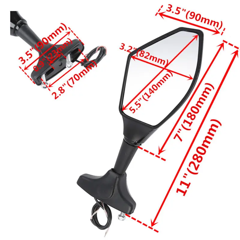 Мотоцикл Универсальный заднего вида боковые зеркала светодиодный сигнал поворота Байк для Honda Suzuki Kawasaki ZX6R ZX10R ZX636 2 Когти кронштейн